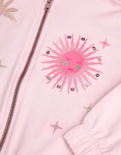 Sun Embroidered Zip-Up Hoodie, Pink (PINK), large