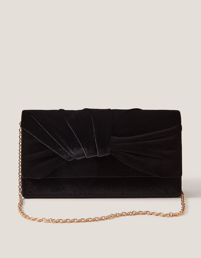 Mia Pleat Velvet Clutch Bag, , large