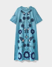 East Anyar Applique Placement Embroidery Dress, Teal (TEAL), large