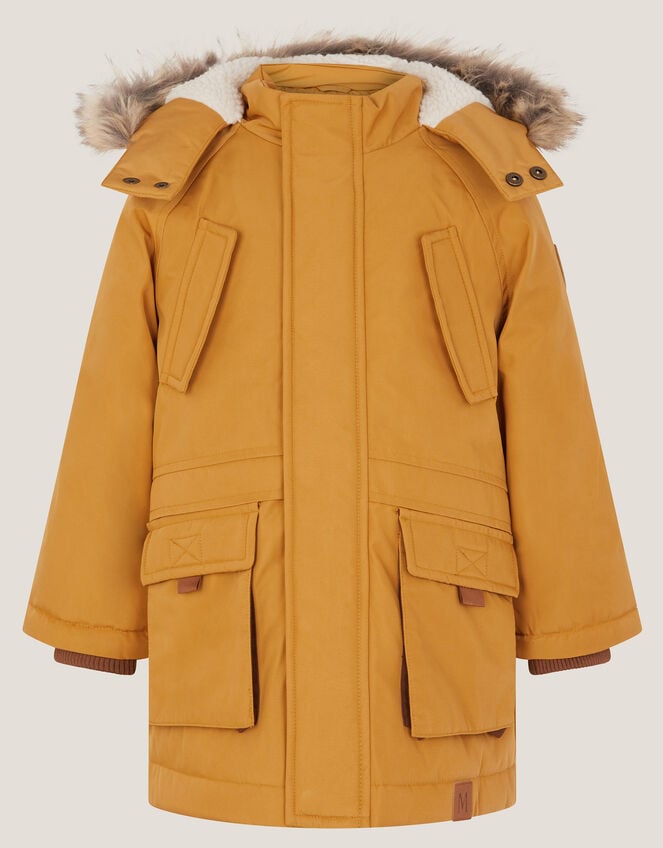 Hooded Parka Coat, Yellow (MUSTARD), large