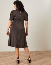Felicity Metallica Flare Fit Dress, Black (BLACK), large