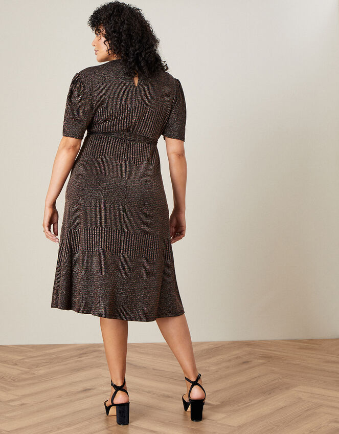 Felicity Metallica Flare Fit Dress, Black (BLACK), large