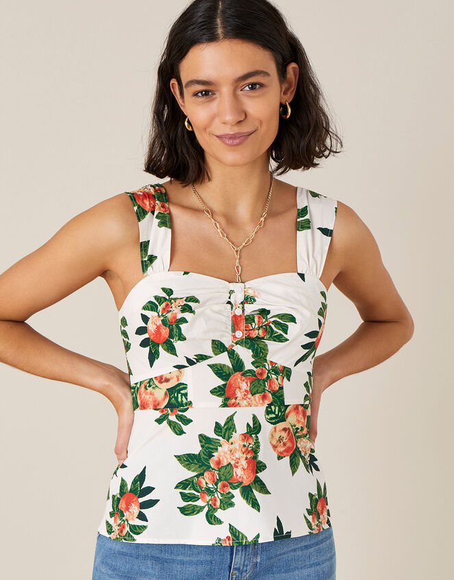 Takala Apple Print Poplin Cami, Ivory (IVORY), large