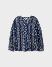 East Celine Print Blouse, Blue (NAVY), large