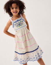 Embroidered Butterfly Cut Out Dress, Ivory (IVORY), large