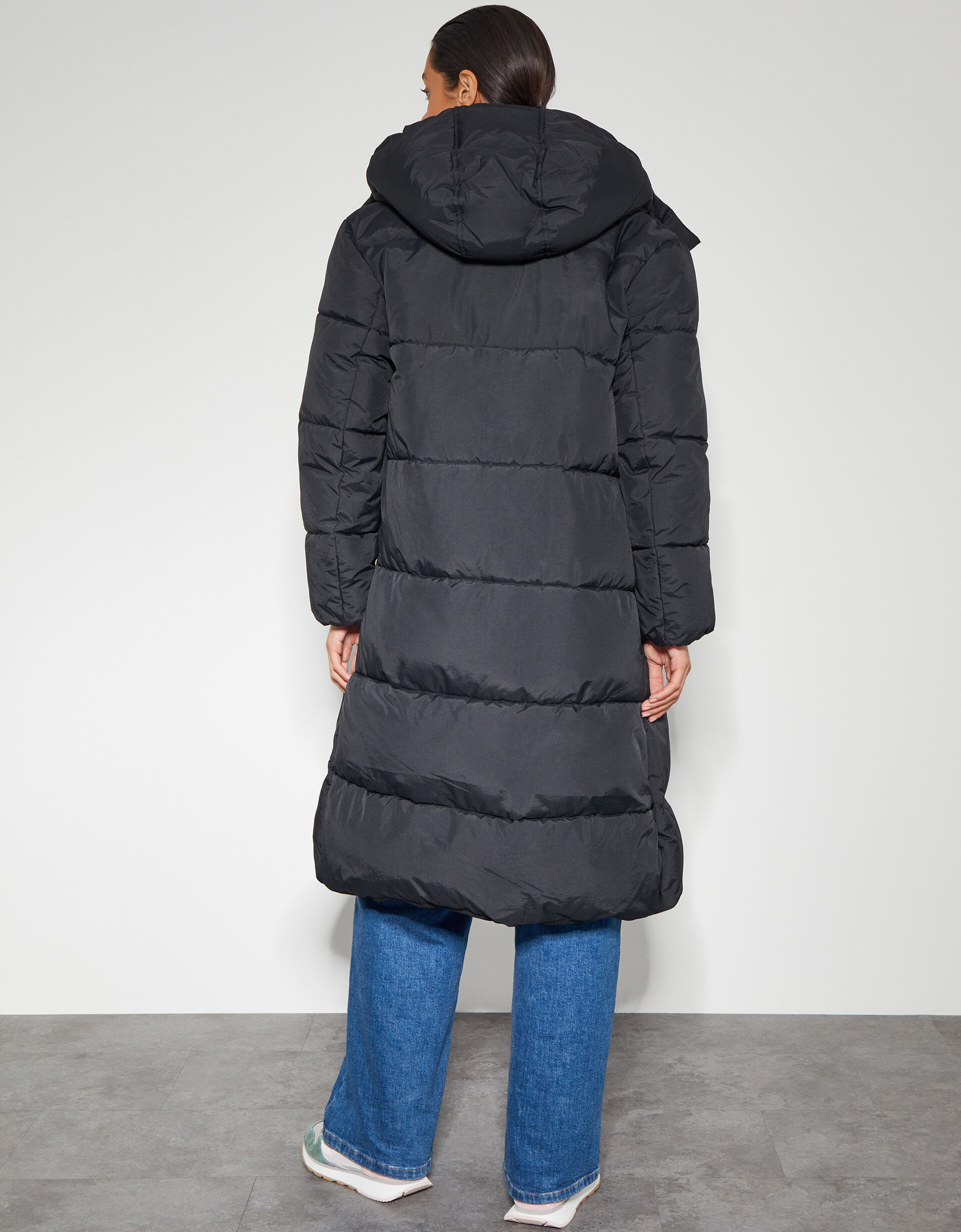 Lissy Long Hooded Puffer Coat Black