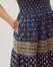 Amaya Print Jersey Midi Dress, Blue (NAVY), large