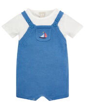 Newborn Baby Boat Dungarees Set, Blue (BLUE), large
