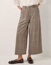 Carmen Check Wide Leg Trousers, Natural (NATURAL), large