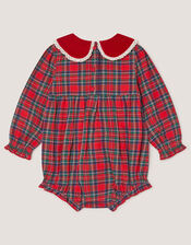Baby Tartan Christmas Romper, Red (RED), large
