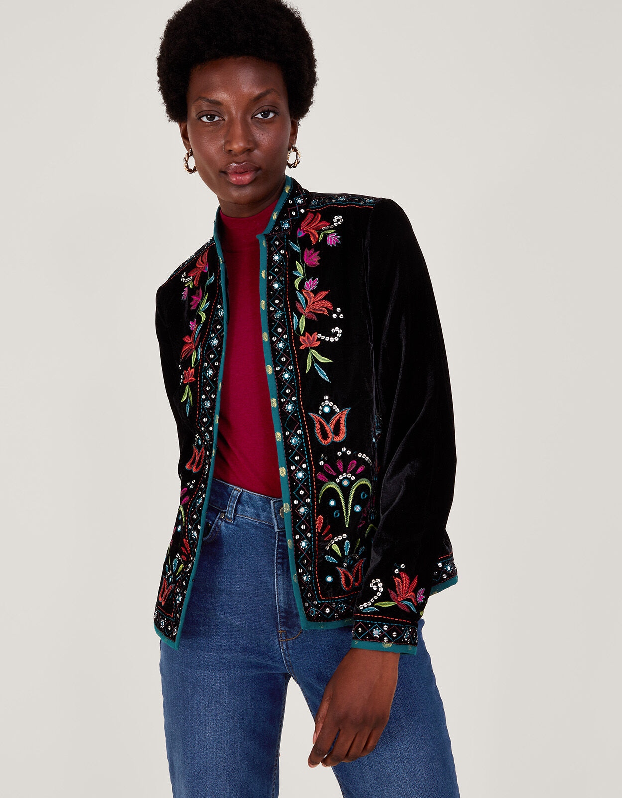 Embroidered jackets top for ladies