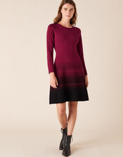 Ombre Knit Dress with Sustainable Viscose, Red (BERRY), large