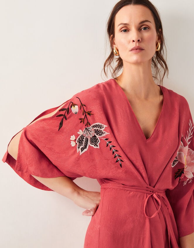 Jasmine Kimono Midi Dress, Orange (RUST), large