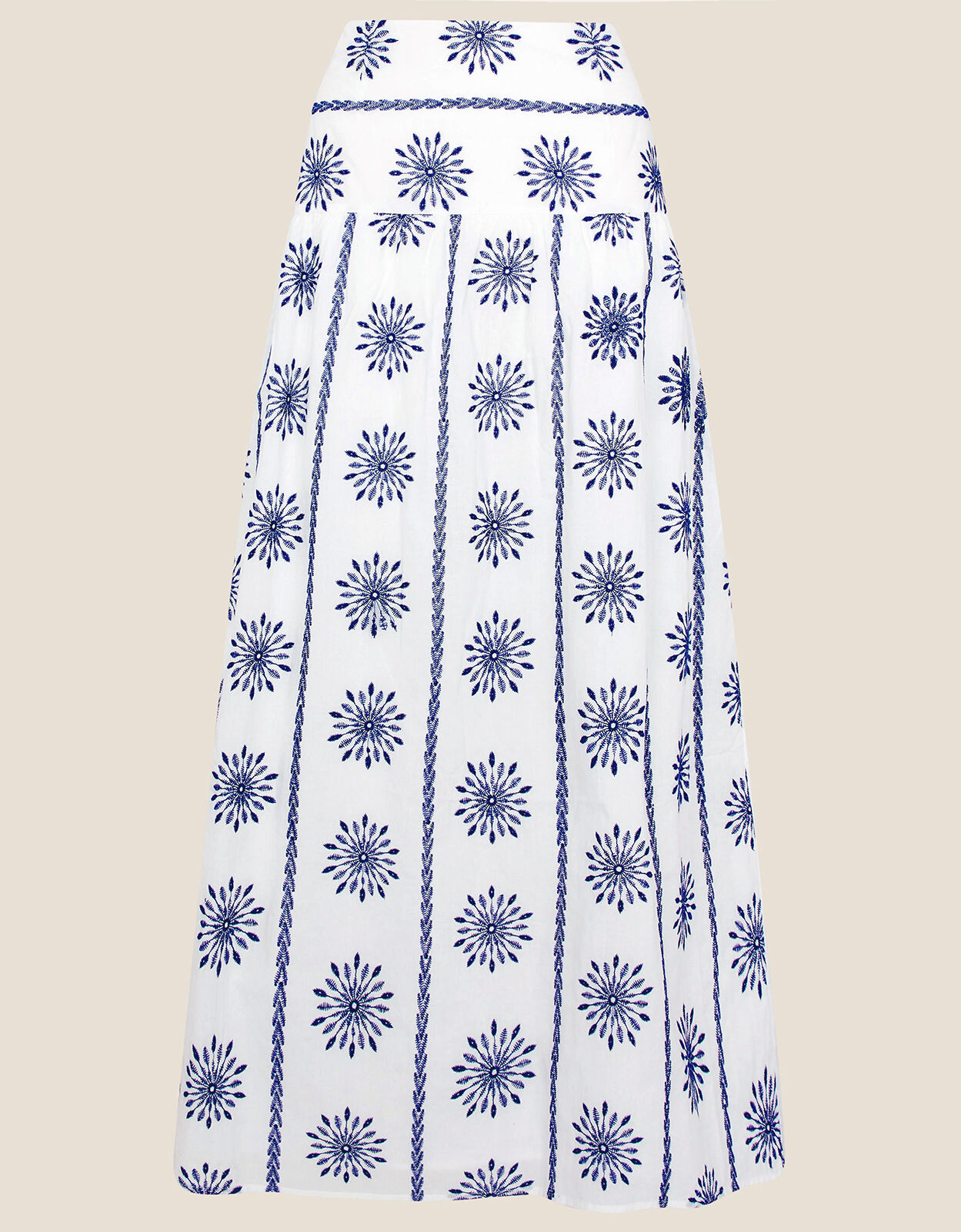 Embroidered Midi Skirt with Sustainable Cotton Blue