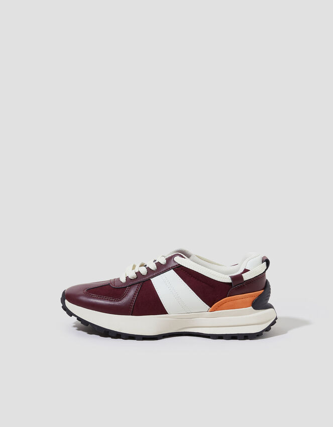 Tyra Faux Leather Trainers, Red (BURGUNDY), large