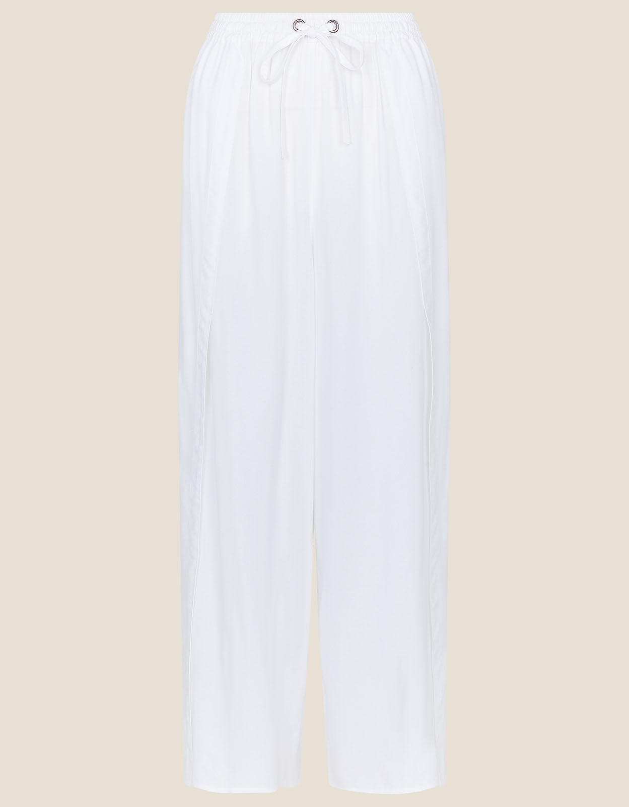 Split Wide Leg Beach Trousers Ivory