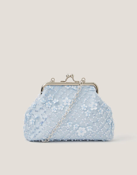 Taylor Beaded Clip Frame Bag, Blue (BLUE), large