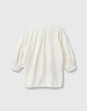 East Ateta Tonal Embroidered Blouse, Ivory (IVORY), large