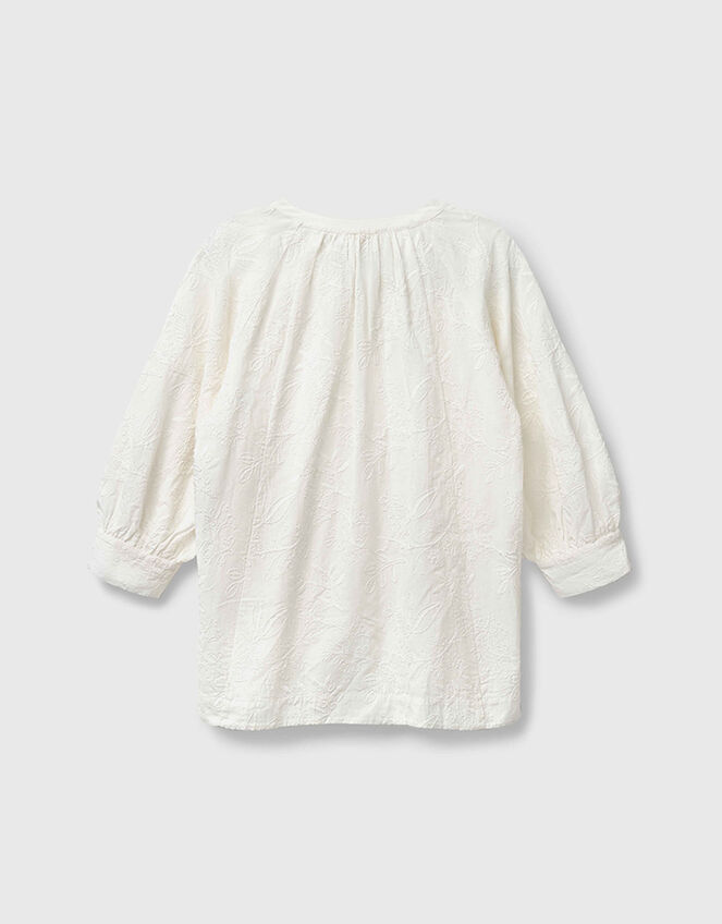 East Ateta Tonal Embroidered Blouse, Ivory (IVORY), large