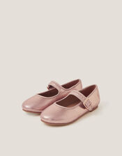 Shimmer Ballet Strap Flats, Pink (PINK), large