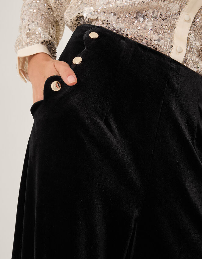 Vera Wide Leg Velvet Trousers, Black (BLACK), large