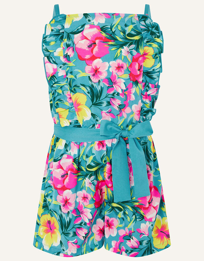 Samia Floral Frill Playsuit, Green (GREEN), large