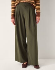 Esther Pleat Wide Leg Trousers, Green (KHAKI), large