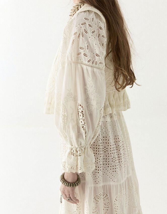 Maison Hotel Lilibet Broderie Maxi Dress, White (OFF WHITE), large
