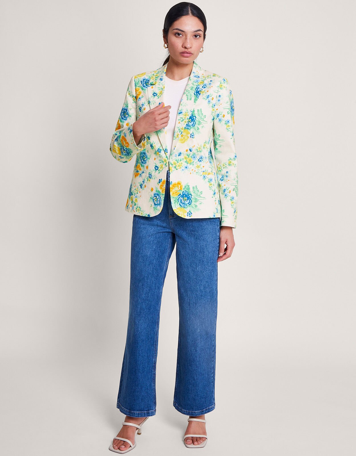 Zimira Floral Print Blazer Ivory Women s Jackets Monsoon Global