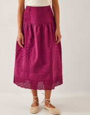 Saoirse Broderie Midi Skirt, Red (BURGUNDY), large