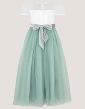 Velvet Bow Bridesmaid Dress, Green (SAGE), large