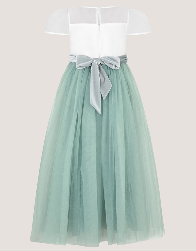 Velvet Bow Bridesmaid Dress, Green (SAGE), large