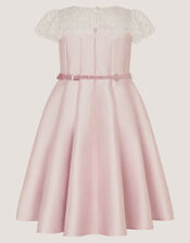 Angelina Lace Satin Party Dress, Pink (DUSKY PINK), large