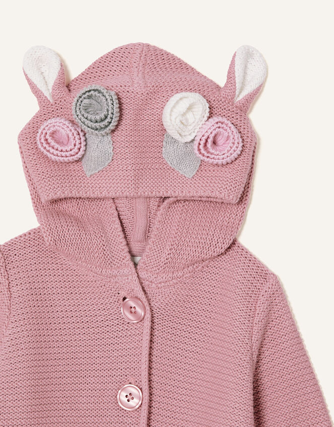 Newborn 3D Floral Hooded Cardigan, Pink (PINK), large