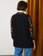 Embroidered Kimono with Sustainable Viscose, Black (BLACK), large