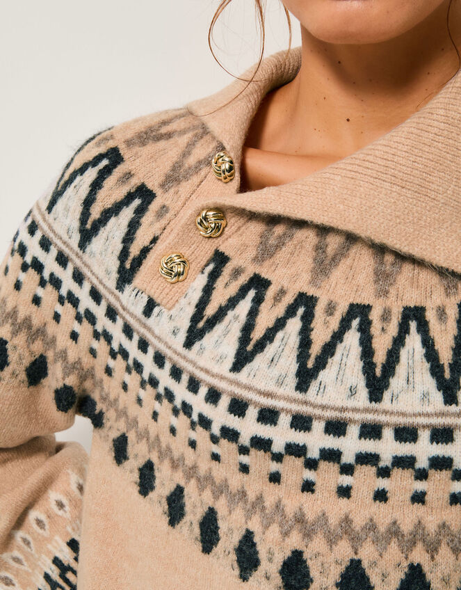 Fifi Fair Isle Sweater, Camel (CAMEL), large