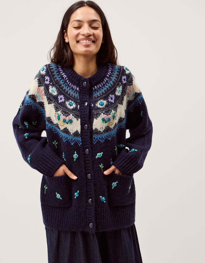 Hali Floral Handknit Cardigan , , large