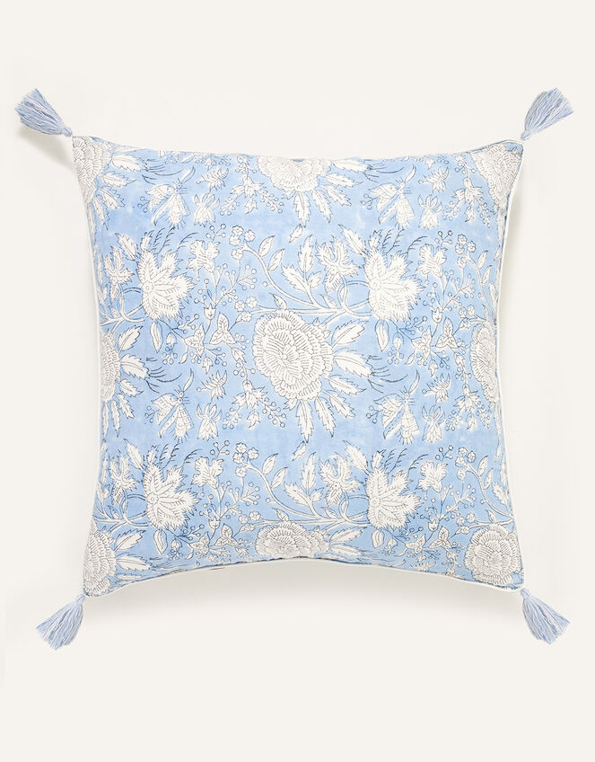 ARTISAN STUDIO Woodblock Floral Cushion, , large