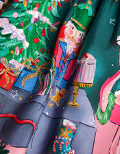 Christmas Scene Skirt with Recycled Polyester, Teal (TEAL), large
