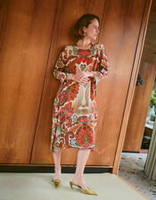 One Hundred Stars Fiesta Print Asymmetrical Midi Dress, Multi (MULTI), large