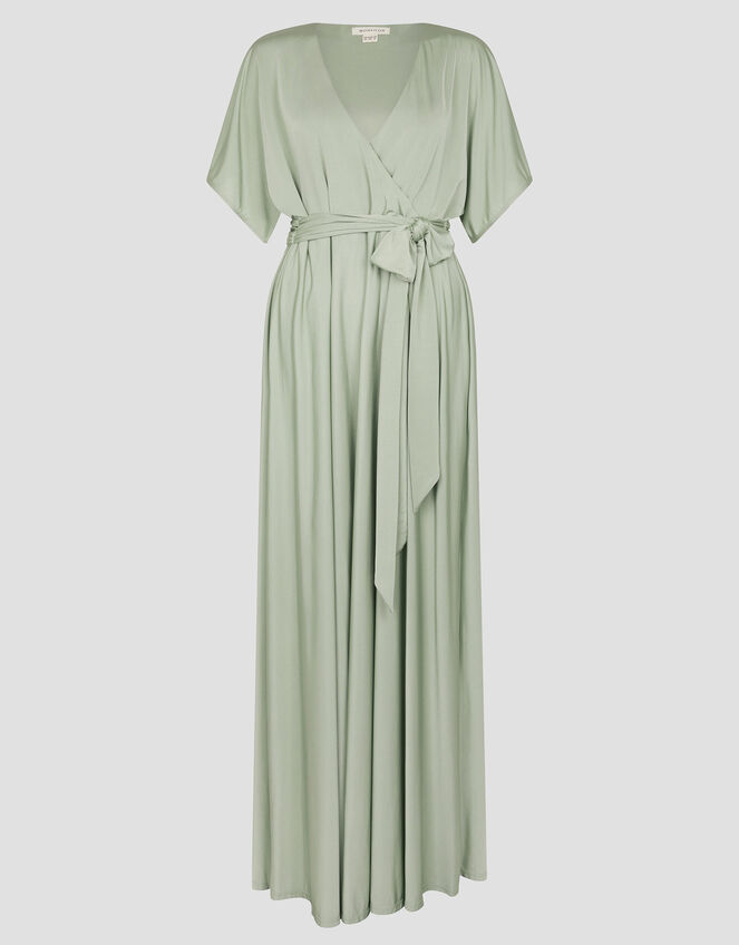 Jillian Drape Tie Waist Bridesmaid Dress, Green (SAGE), large