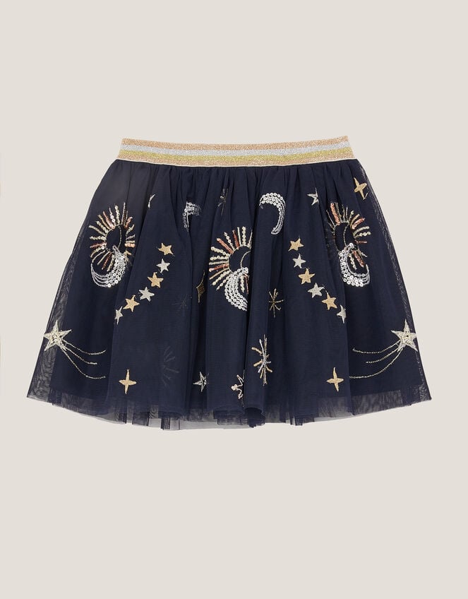 Cosmic Embellished Mesh Skirt, Blue (NAVY), large