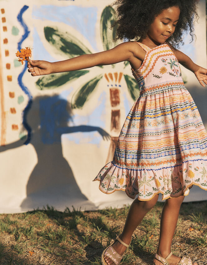 Monsoon x Charlie Taylor Print Tiered Dress, Ivory (IVORY), large