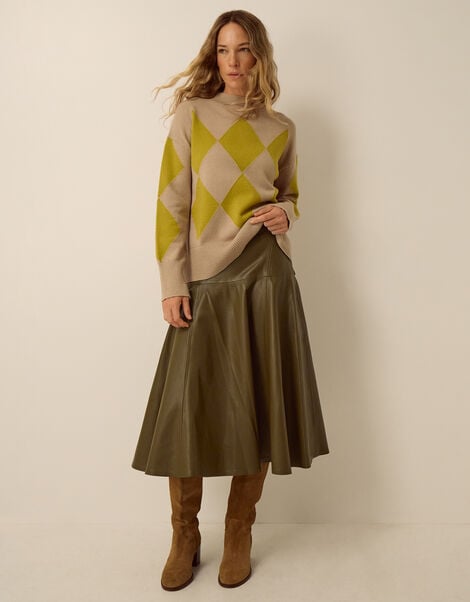 Dianne Faux Leather Midi Skirt, Green (GREEN), large