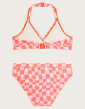 Checkerboard Halter Bikini Set, Pink (PINK), large