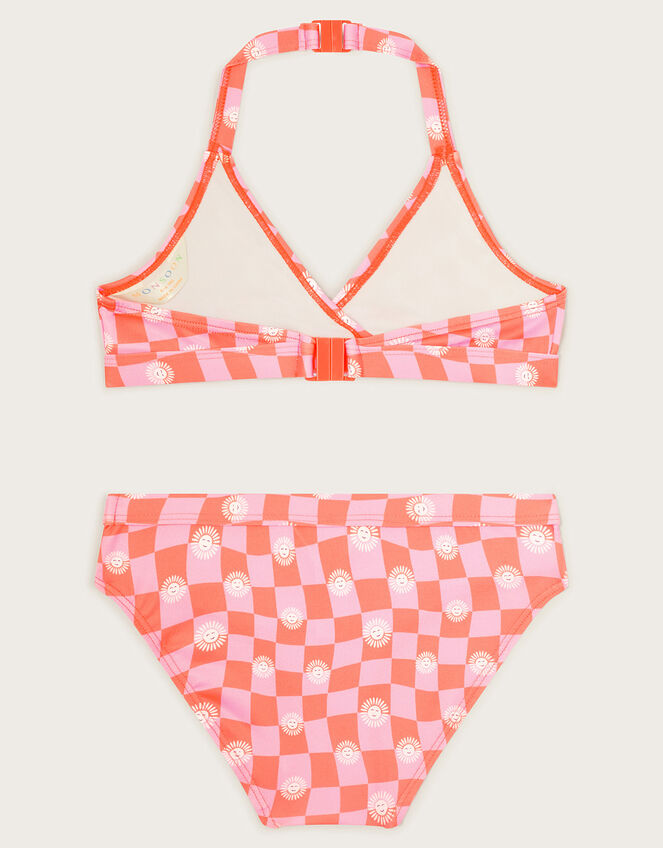 Checkerboard Halter Bikini Set, Pink (PINK), large