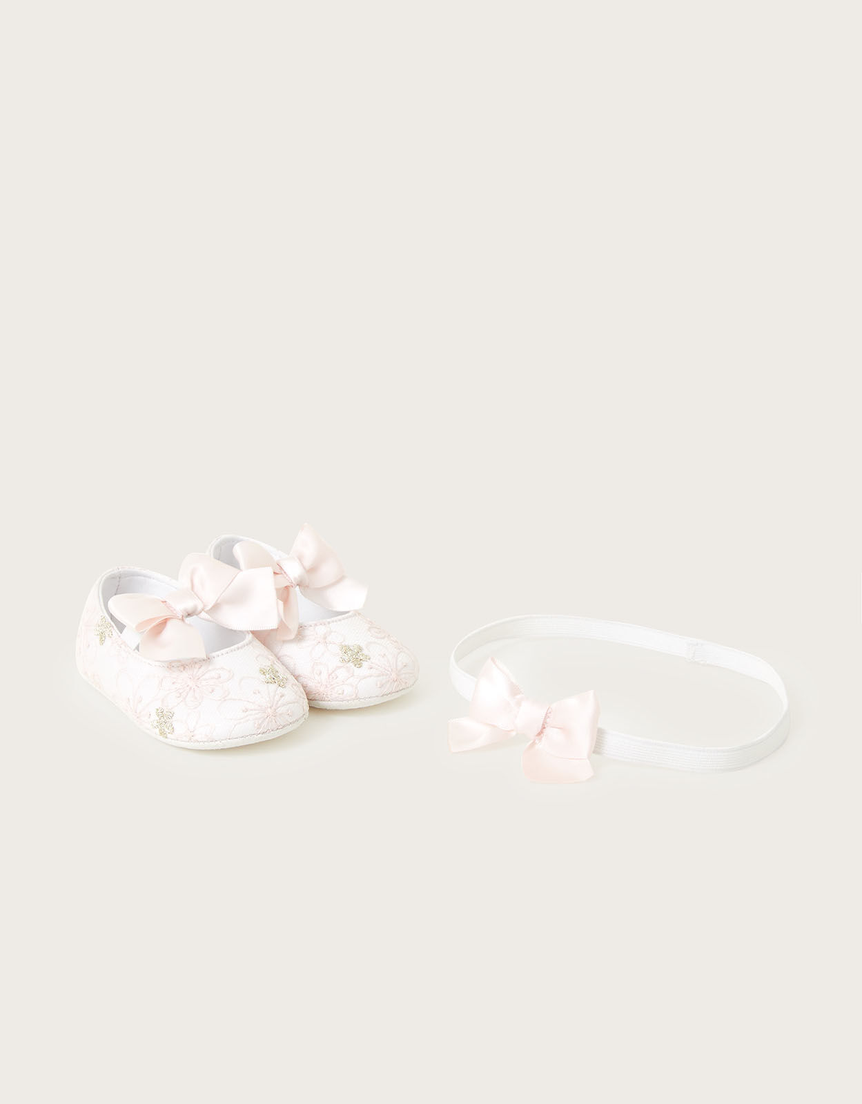 Baby Blossom Booties and Bando Set Pink