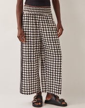 Geena Geometric Print Wide Leg Trousers, Black (BLACK), large