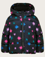 Star Print Puffer Jacket, Multi (MULTI), large