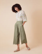 Cropped Trousers in LENZING™ ECOVERO™, Green (KHAKI), large